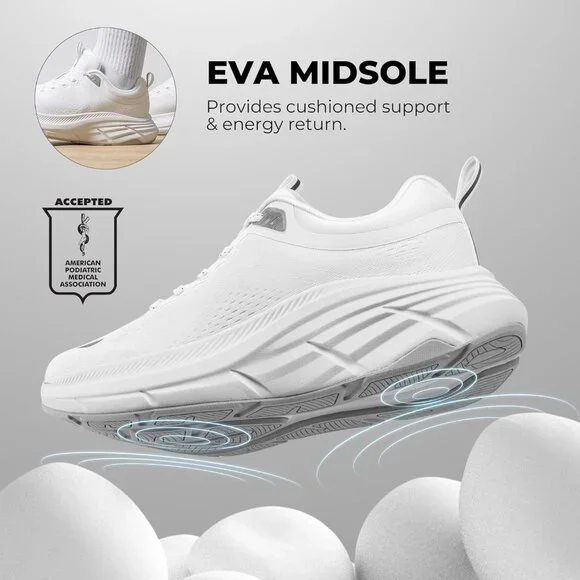 Men's White Shoes Running Tennis CushioningGym Workout Comfortable Sneakers